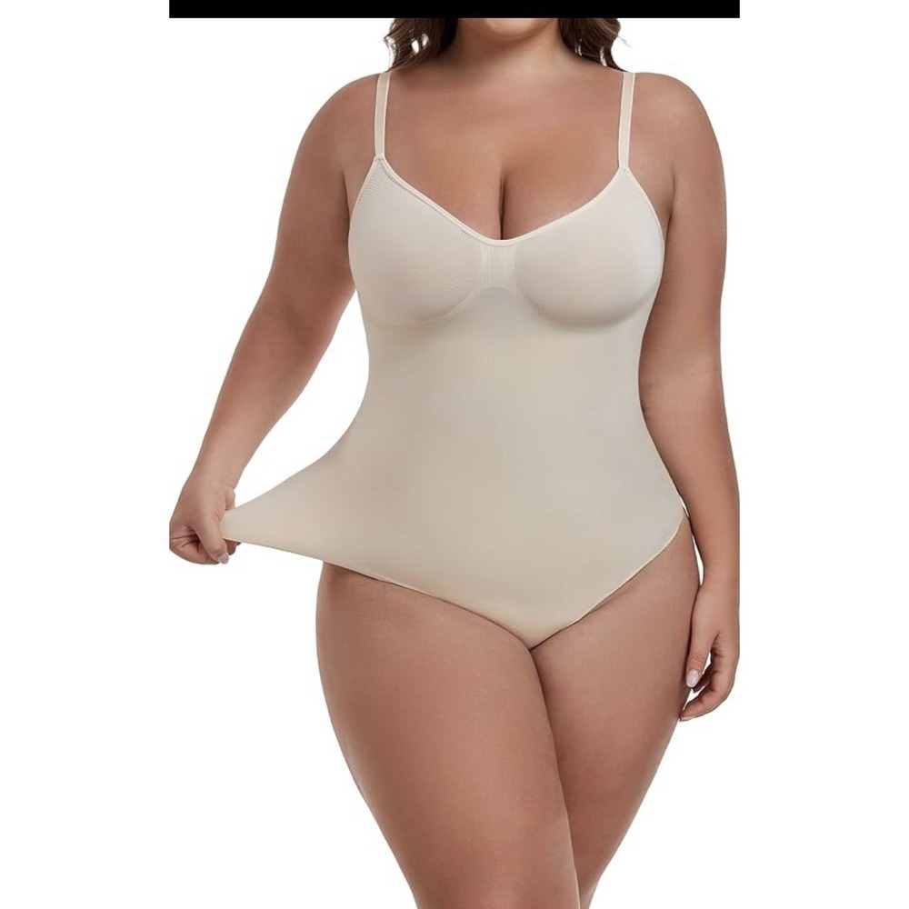 Plus Size Shapewear Bodysuit Shorts 2X/3X Nude Beige Tummy Control Body Shaper